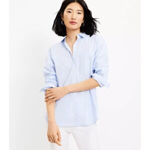 LOFT Women's‎ Button Down Shirt Long Sleeve Relaxed Fit Blue Size S